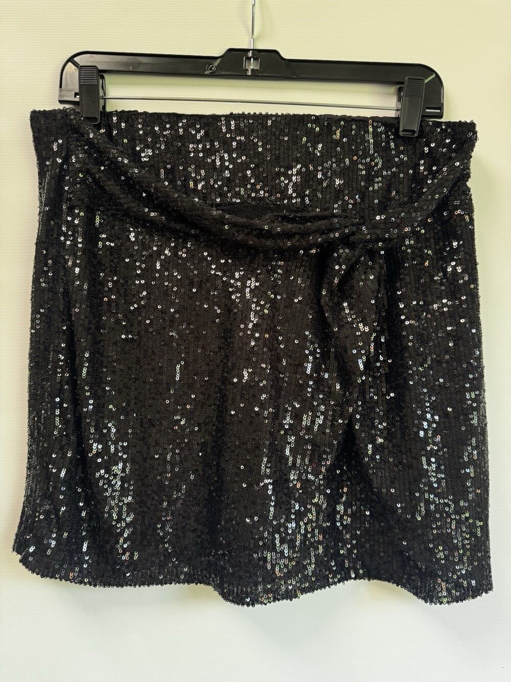 GB Black Sequin Wrap Mini Skirt XL Party Holiday